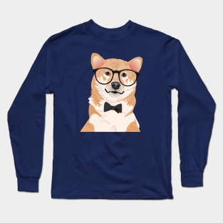 Hipster Shiba Inu T-Shirt Long Sleeve T-Shirt